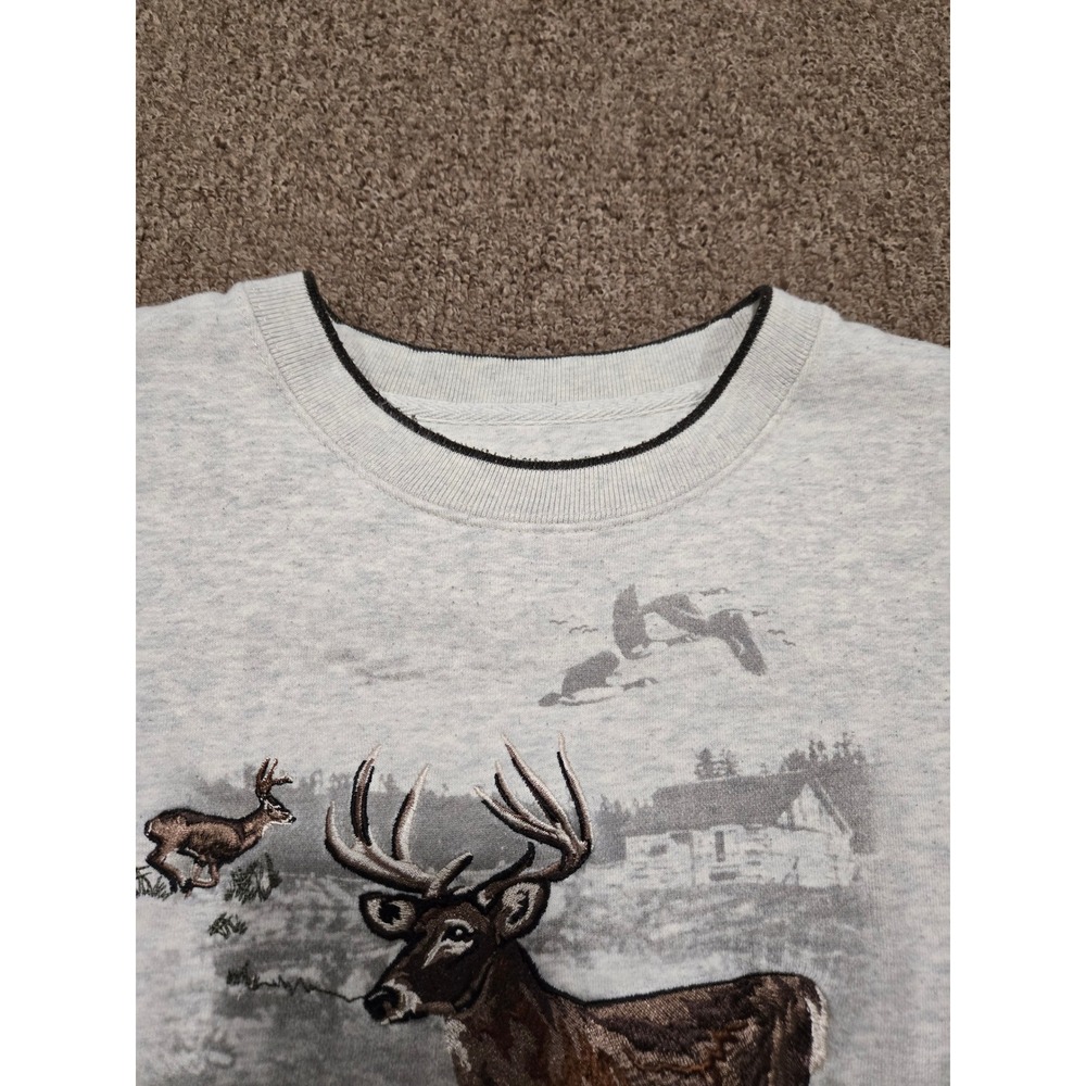 Vintage Croft & Barrow Deer Embroidered Sweatshirt Buck Gray Outdoor XL Nature - Picture 5 of 10